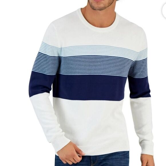 Club Room Men's Striped Sweater Winter Ivory White pullover - Picture 4 of 10